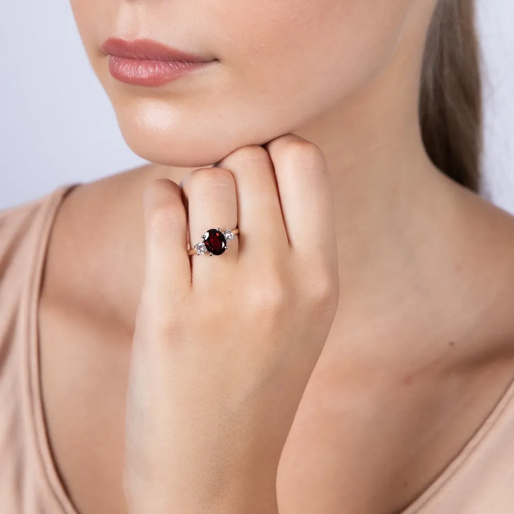 Luminesce Lab Grown 9ct Yellow Gold 0.40 Carat Diamond 2.4ct Garnet Ring Shiels