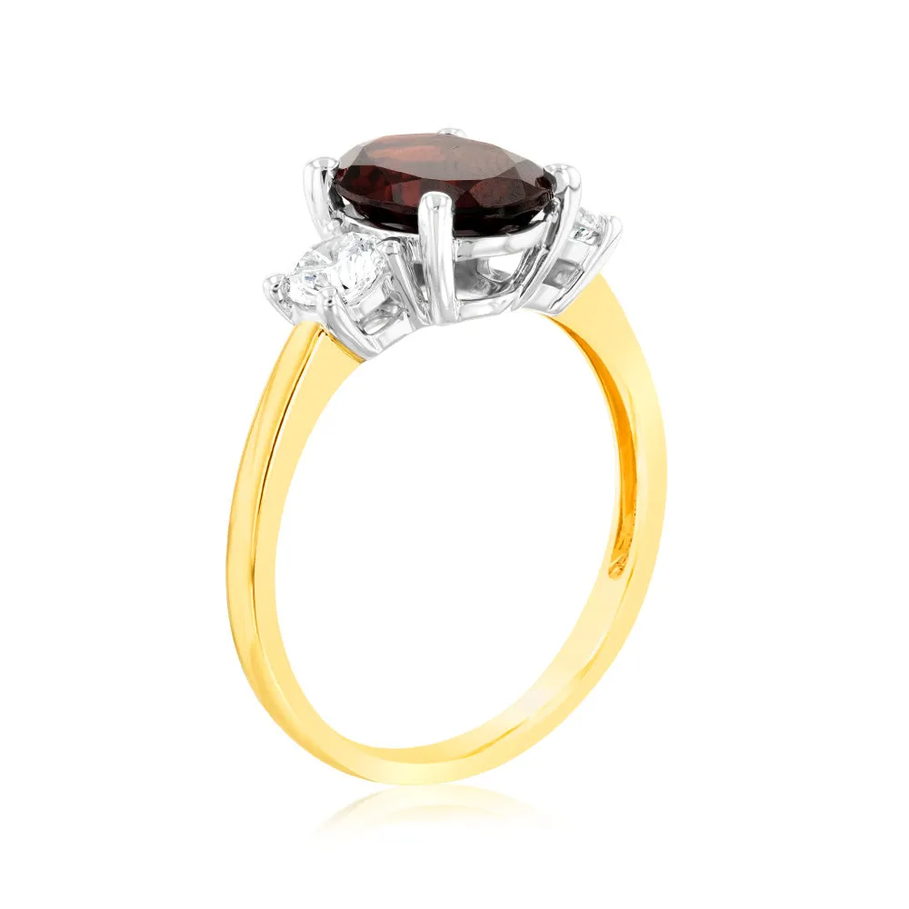 Luminesce Lab Grown 9ct Yellow Gold 0.40 Carat Diamond 2.4ct Garnet Ring Shiels