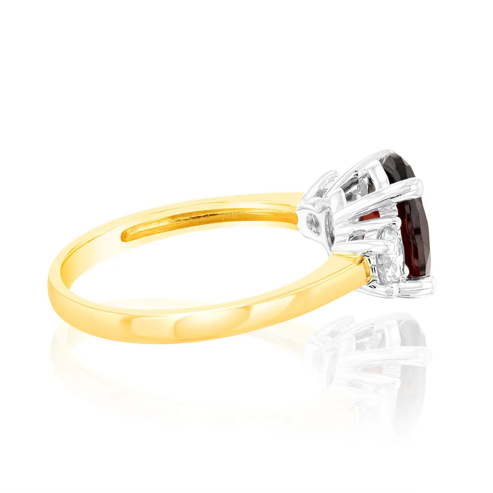Luminesce Lab Grown 9ct Yellow Gold 0.40 Carat Diamond 2.4ct Garnet Ring Shiels