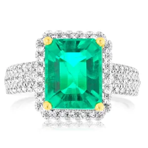 Luminesce Lab Grown 9ct Yellow Gold 0.45 Carat Diamond with 3.25ct Created Emerald Shiels