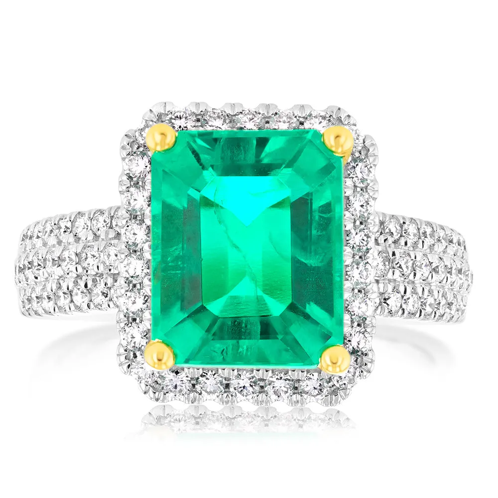 Luminesce Lab Grown 9ct Yellow Gold 0.45 Carat Diamond with 3.25ct Created Emerald Shiels