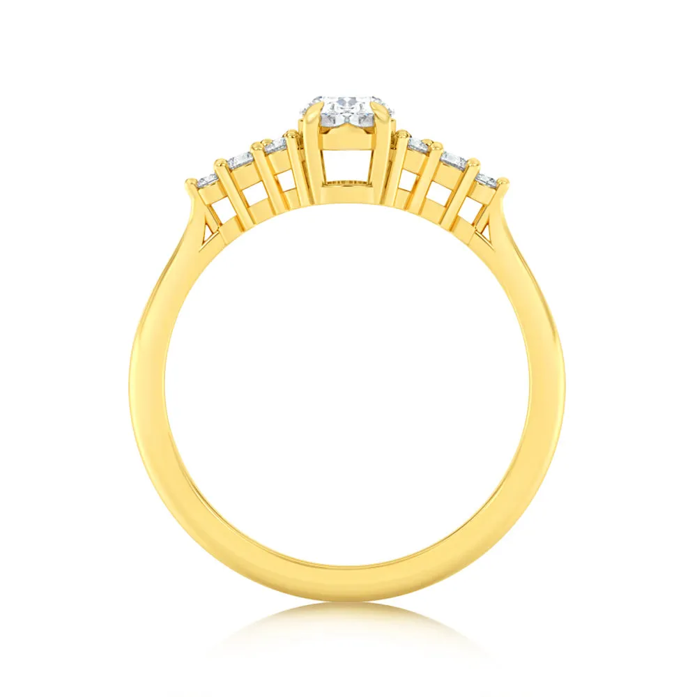 Luminesce Lab Grown 9ct Yellow Gold 0.65 Carat Diamond Solitaire Fancy Ring Shiels