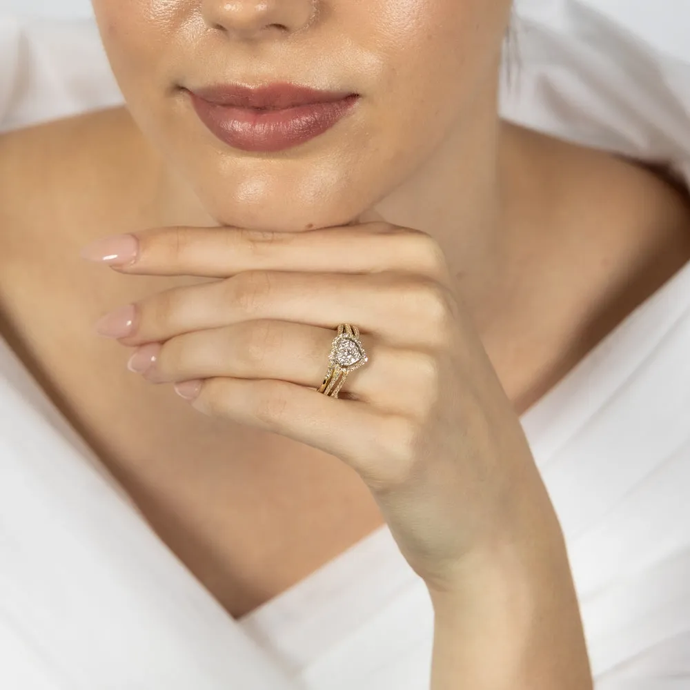 Luminesce Lab Grown 9ct Yellow Gold 0.70 Carat Diamond Heart Shaped Bridal Set Shiels