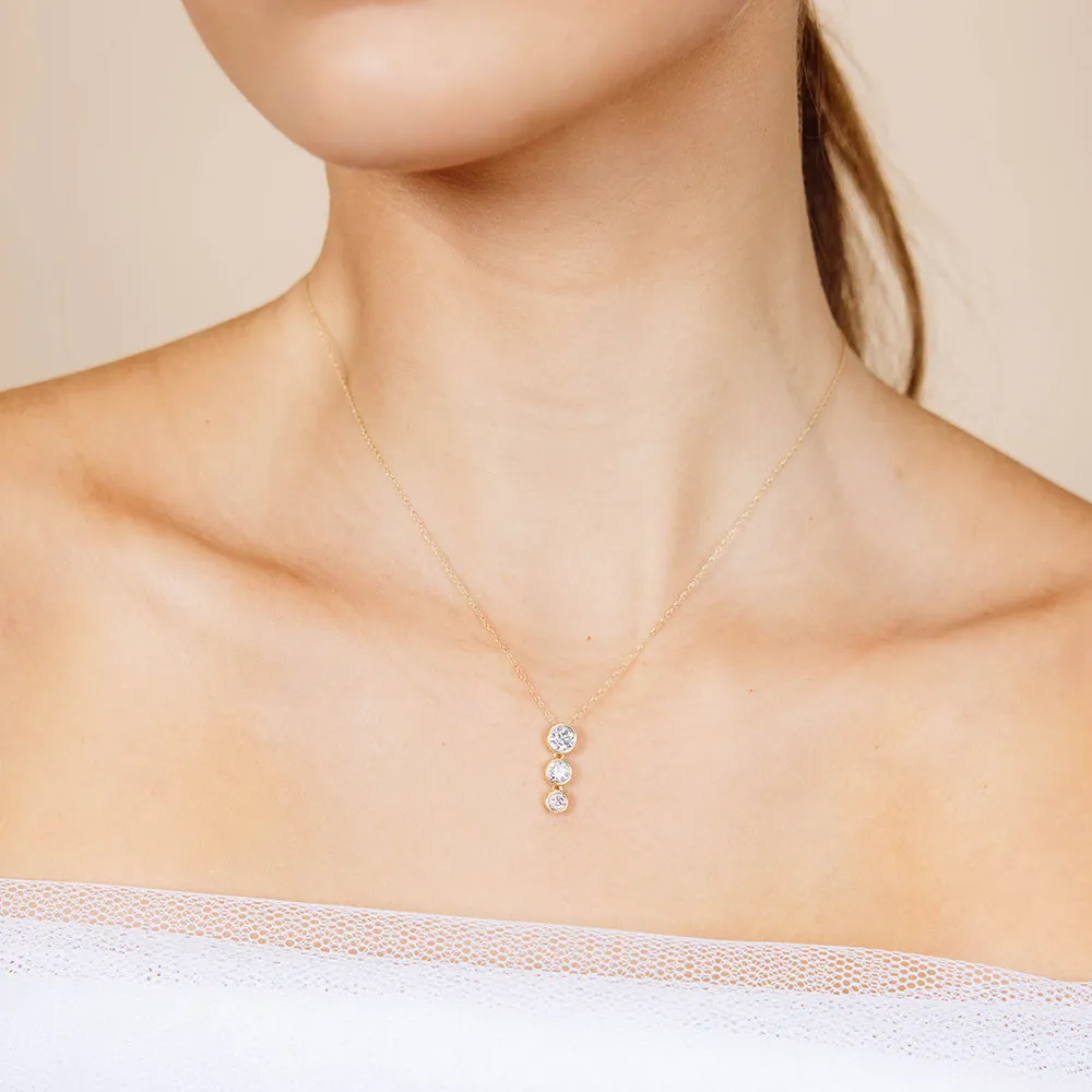 Luminesce Lab Grown 9ct Yellow Gold 0.80 Carat Diamond Pendant with 3 Diamonds on 45cm Chain Shiels