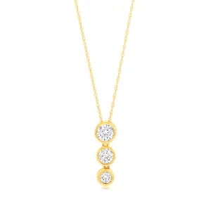Luminesce Lab Grown 9ct Yellow Gold 0.80 Carat Diamond Pendant with 3 Diamonds on 45cm Chain Shiels