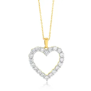 Luminesce Lab Grown 9ct Yellow Gold 0.95 Carat Diamond Heart Shaped Pendant Shiels