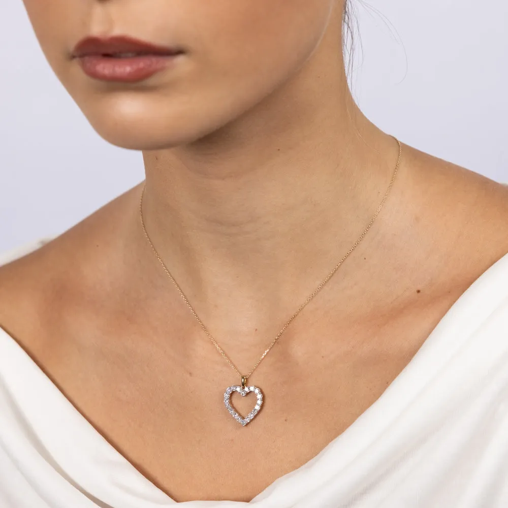 Luminesce Lab Grown 9ct Yellow Gold 0.95 Carat Diamond Heart Shaped Pendant Shiels