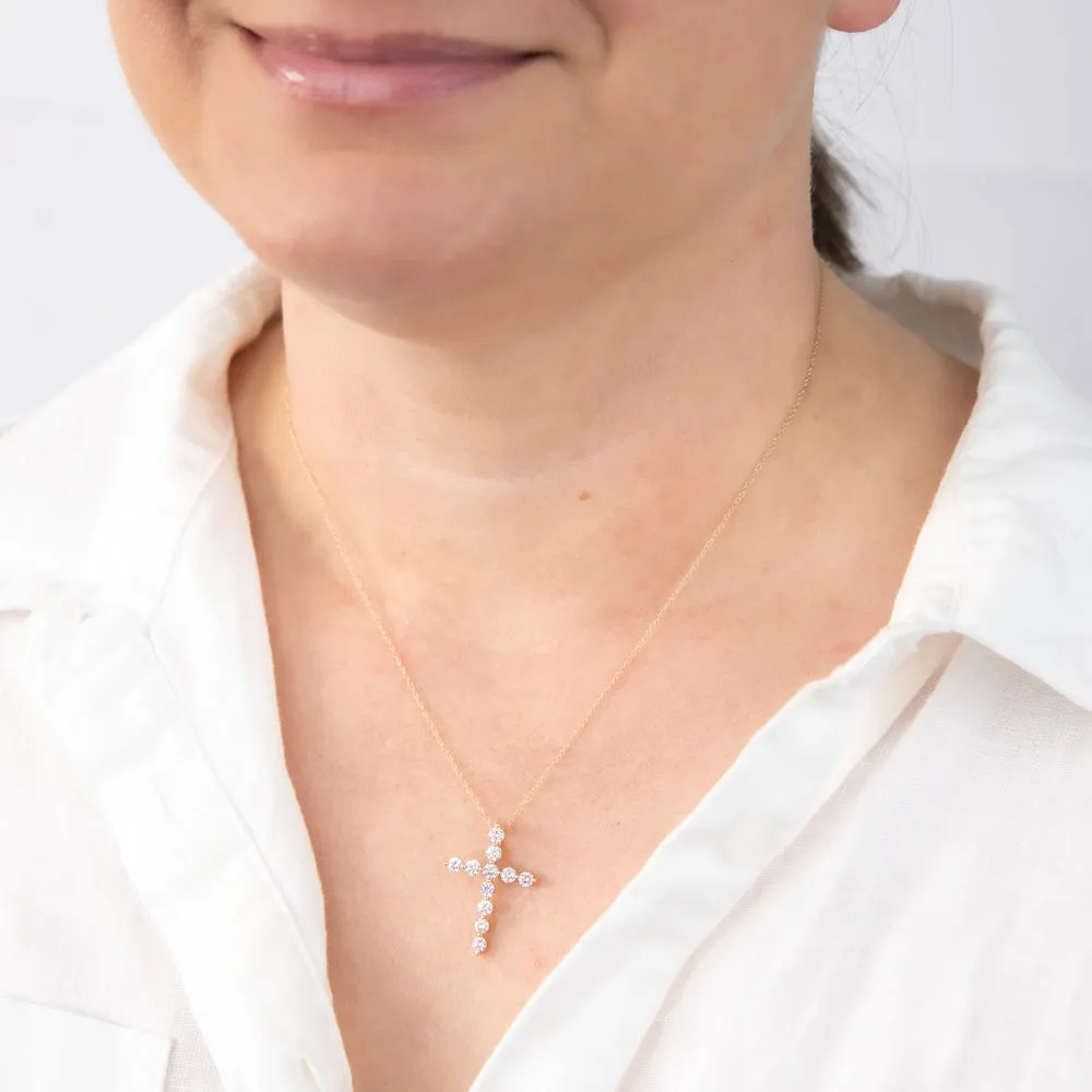 Luminesce Lab Grown 9ct Yellow Gold 1 Carat Cross Pendant with Chain Shiels