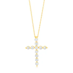 Luminesce Lab Grown 9ct Yellow Gold 1 Carat Cross Pendant with Chain Shiels