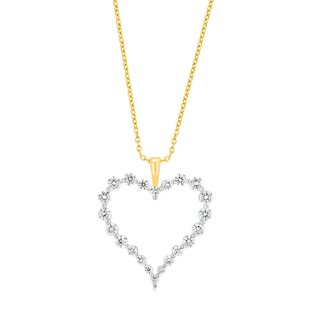 Luminesce Lab Grown 9ct Yellow Gold 1 Carat Diamond Heart Pendant Shiels