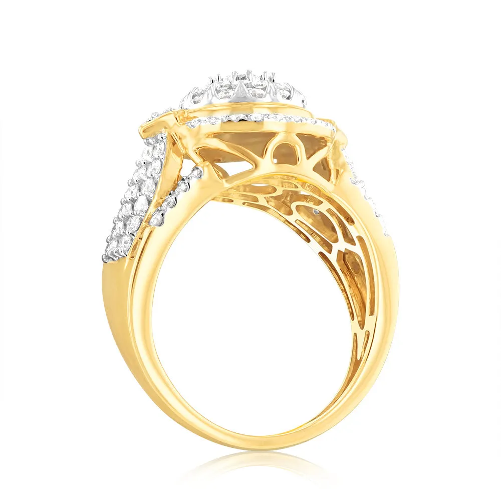 Luminesce Lab Grown 9ct Yellow Gold 1 Carat Diamond Ring with 87 Brilliant Cut Diamonds Shiels