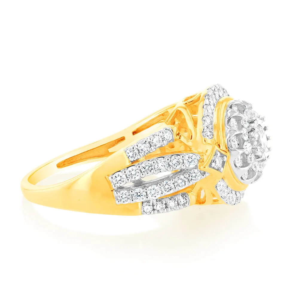 Luminesce Lab Grown 9ct Yellow Gold 1 Carat Diamond Ring with 87 Brilliant Cut Diamonds Shiels