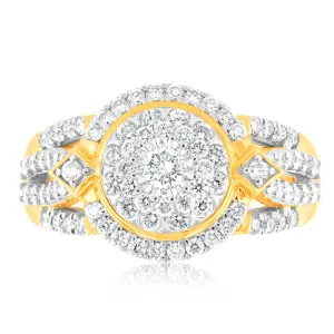 Luminesce Lab Grown 9ct Yellow Gold 1 Carat Diamond Ring with 87 Brilliant Cut Diamonds Shiels