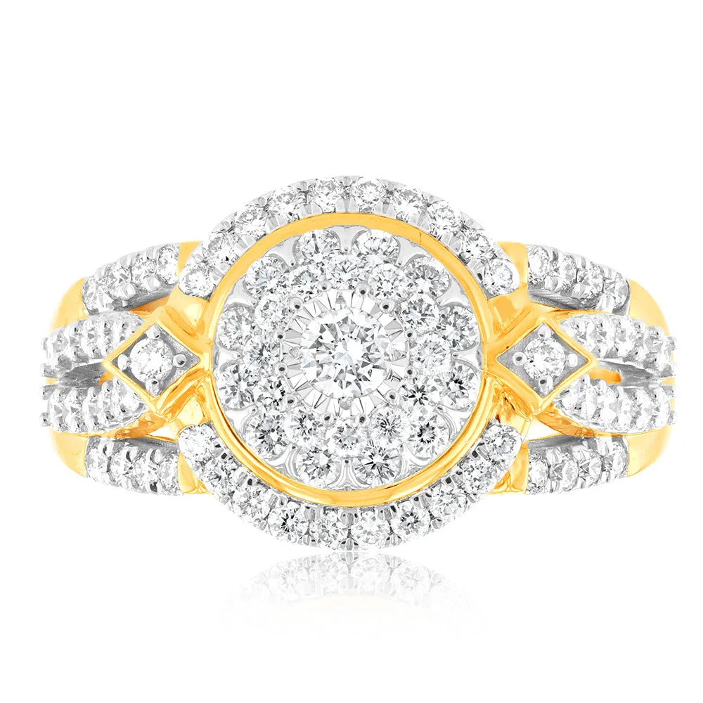 Luminesce Lab Grown 9ct Yellow Gold 1 Carat Diamond Ring with 87 Brilliant Cut Diamonds Shiels