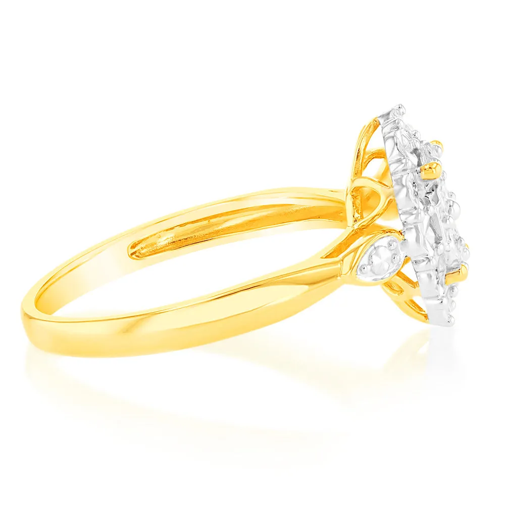Luminesce Lab Grown 9ct Yellow Gold 10 Diamonds Oval Dress Ring Shiels