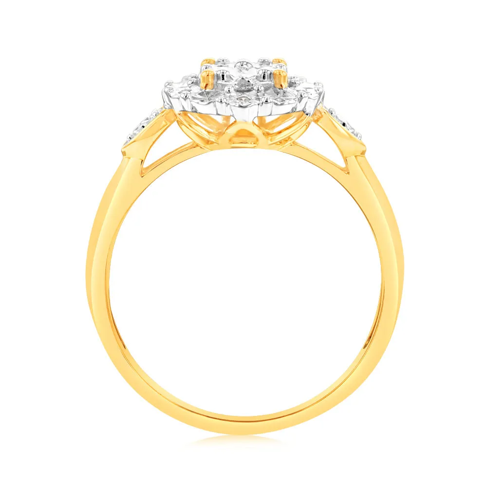 Luminesce Lab Grown 9ct Yellow Gold 10 Diamonds Oval Dress Ring Shiels