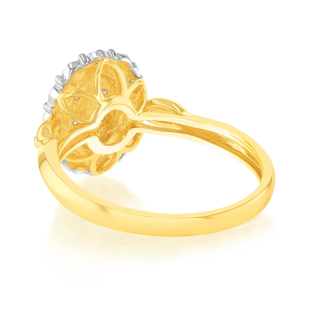 Luminesce Lab Grown 9ct Yellow Gold 10 Diamonds Oval Dress Ring Shiels