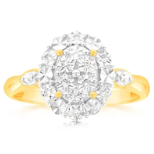 Luminesce Lab Grown 9ct Yellow Gold 10 Diamonds Oval Dress Ring Shiels