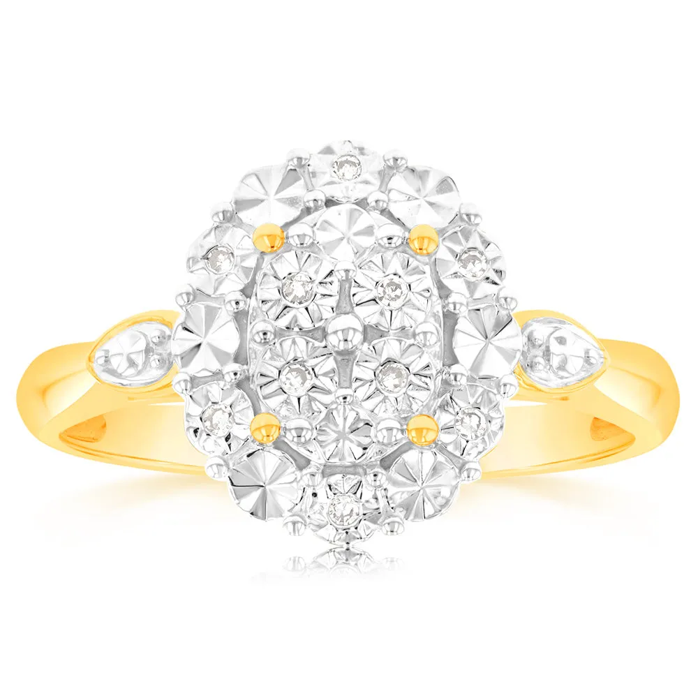 Luminesce Lab Grown 9ct Yellow Gold 10 Diamonds Oval Dress Ring Shiels