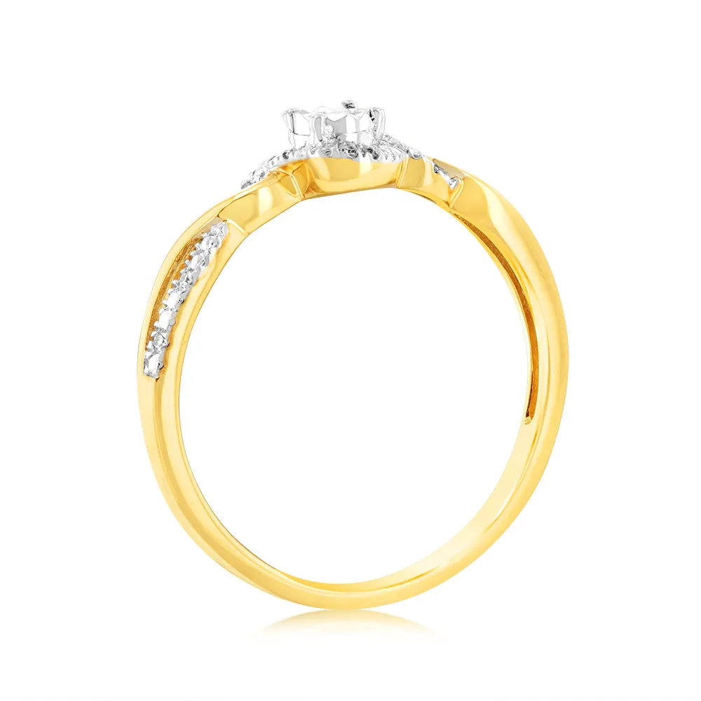Luminesce Lab Grown 9ct Yellow Gold 11 Brilliant Cut Diamonds Engagement Ring Shiels