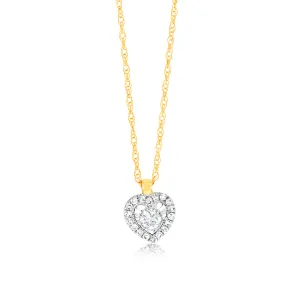 Luminesce Lab Grown 9ct Yellow Gold 1/10 Carat Diamond Heart Pendant on 45cm Chain Shiels