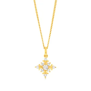 Luminesce Lab Grown 9ct Yellow Gold 1/10 Carat Diamond Snowflake Pendant Shiels