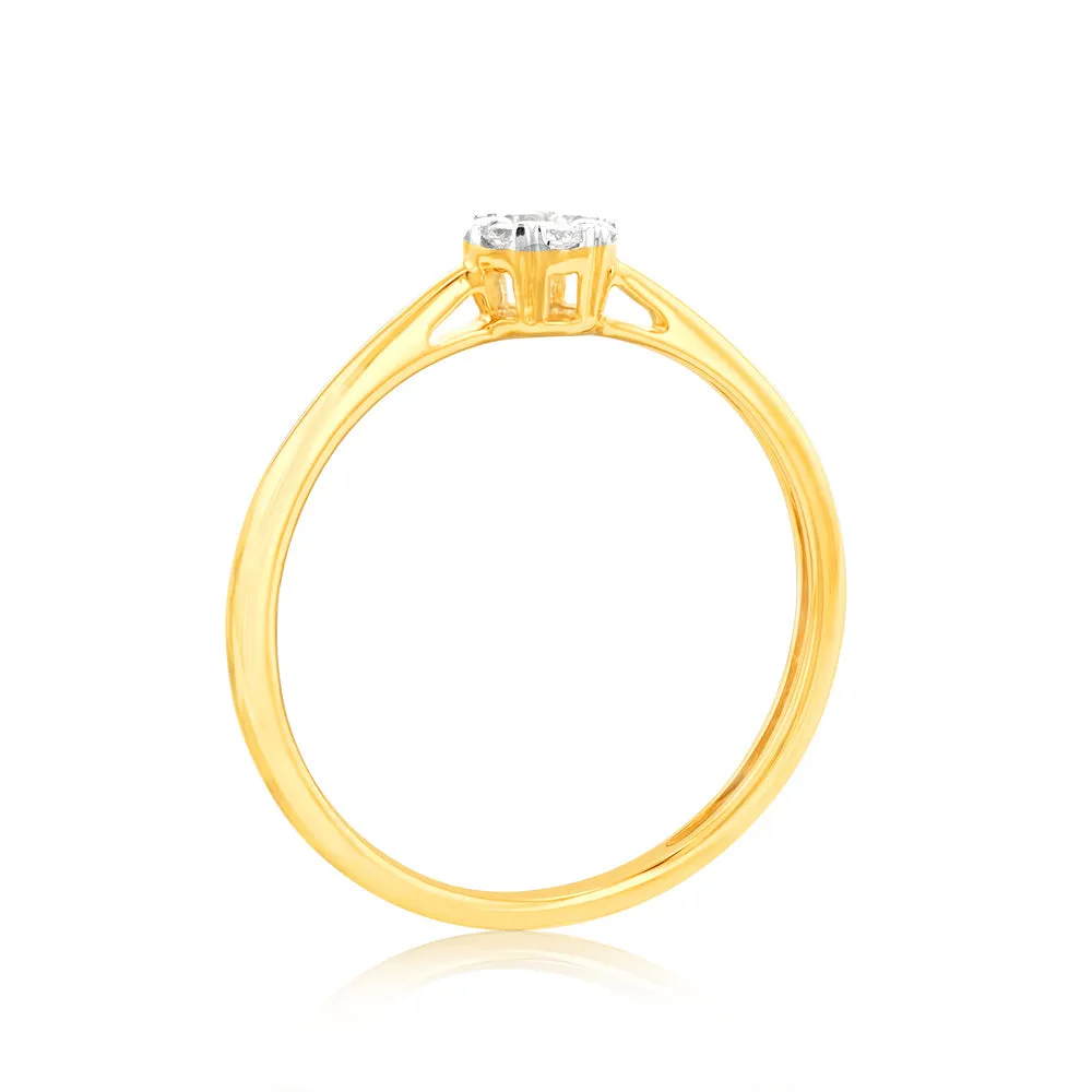 Luminesce Lab Grown 9ct Yellow Gold 1/10 Carat Solitaire Fancy Diamond Ring Shiels