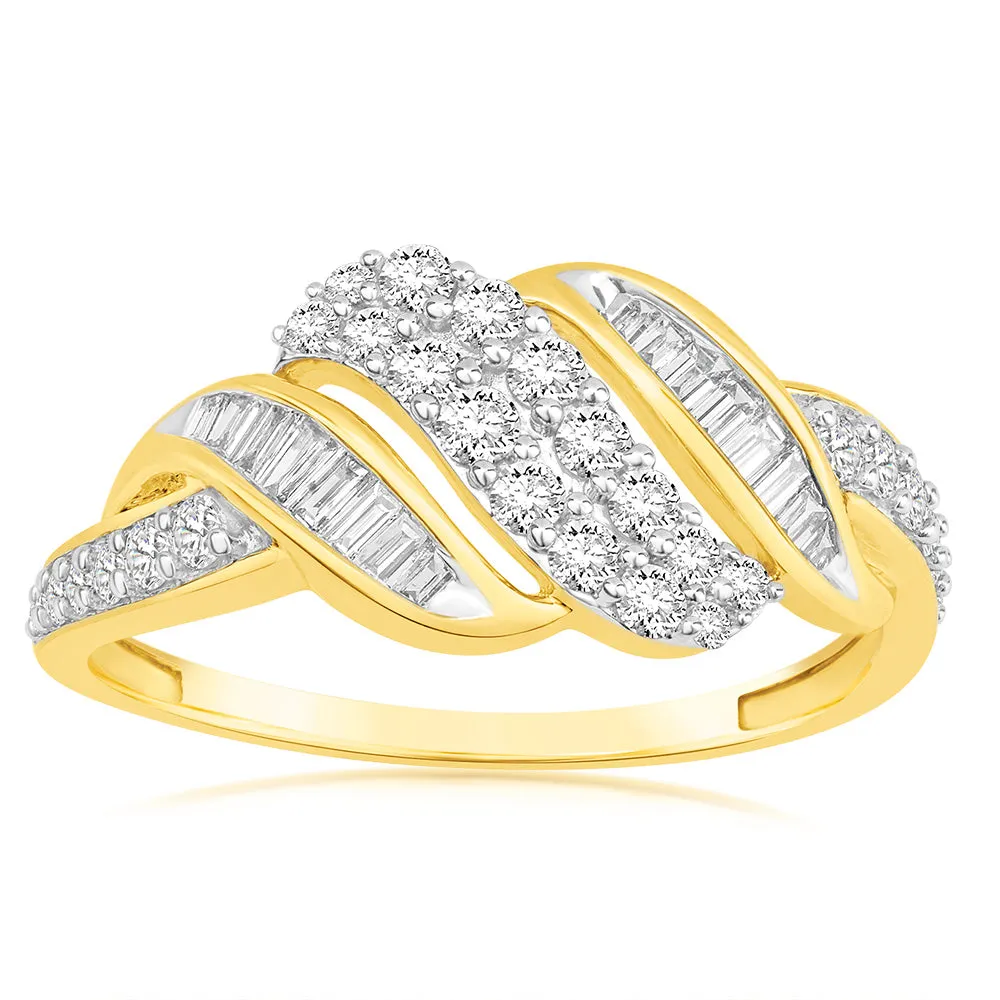 Luminesce Lab Grown 9ct Yellow Gold 1/2 Carat Diamond Channel Set Ring Shiels