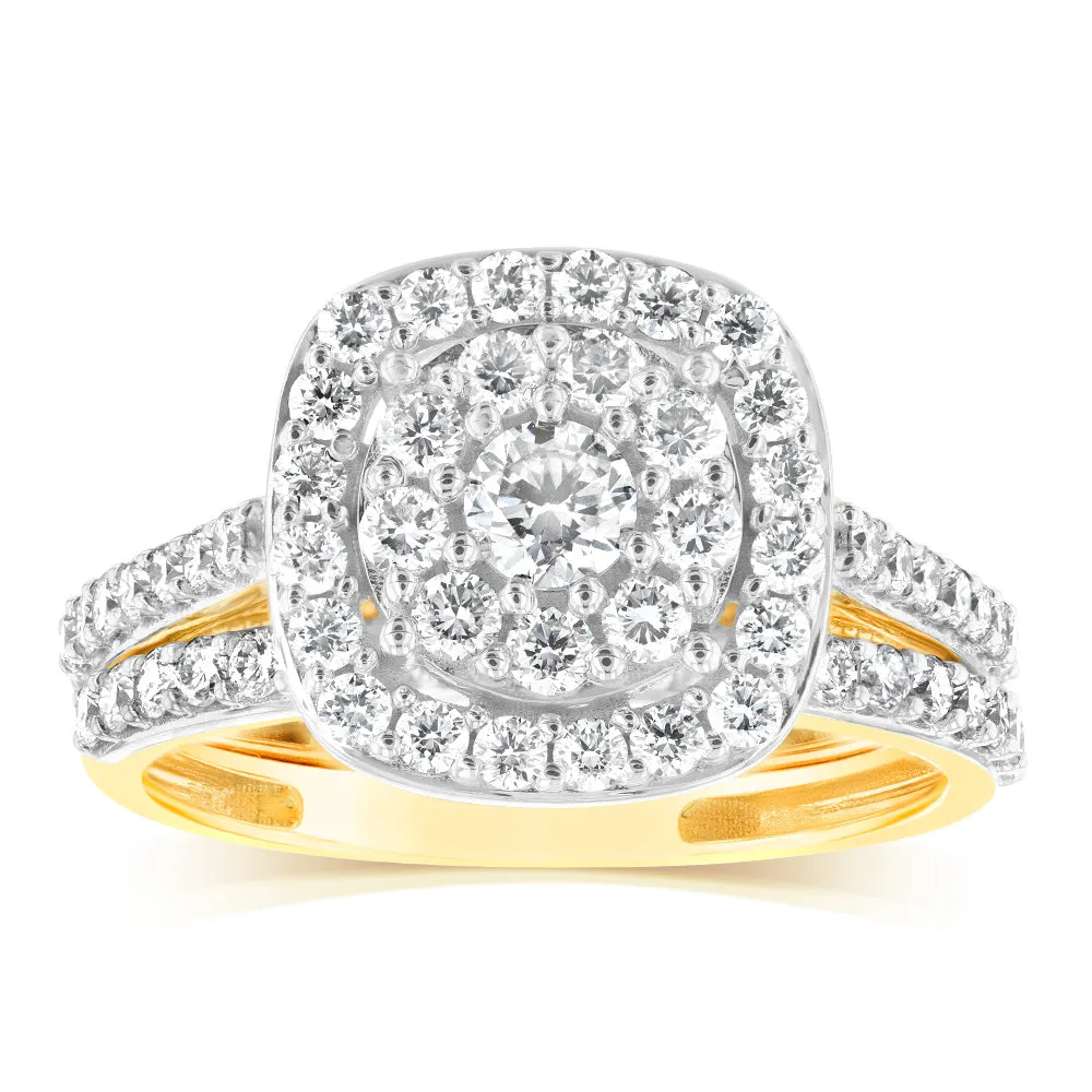 Luminesce Lab Grown 9ct Yellow Gold 1.2 Carat Diamond Cushion Shaped Solitaire Fancy Ring Shiels