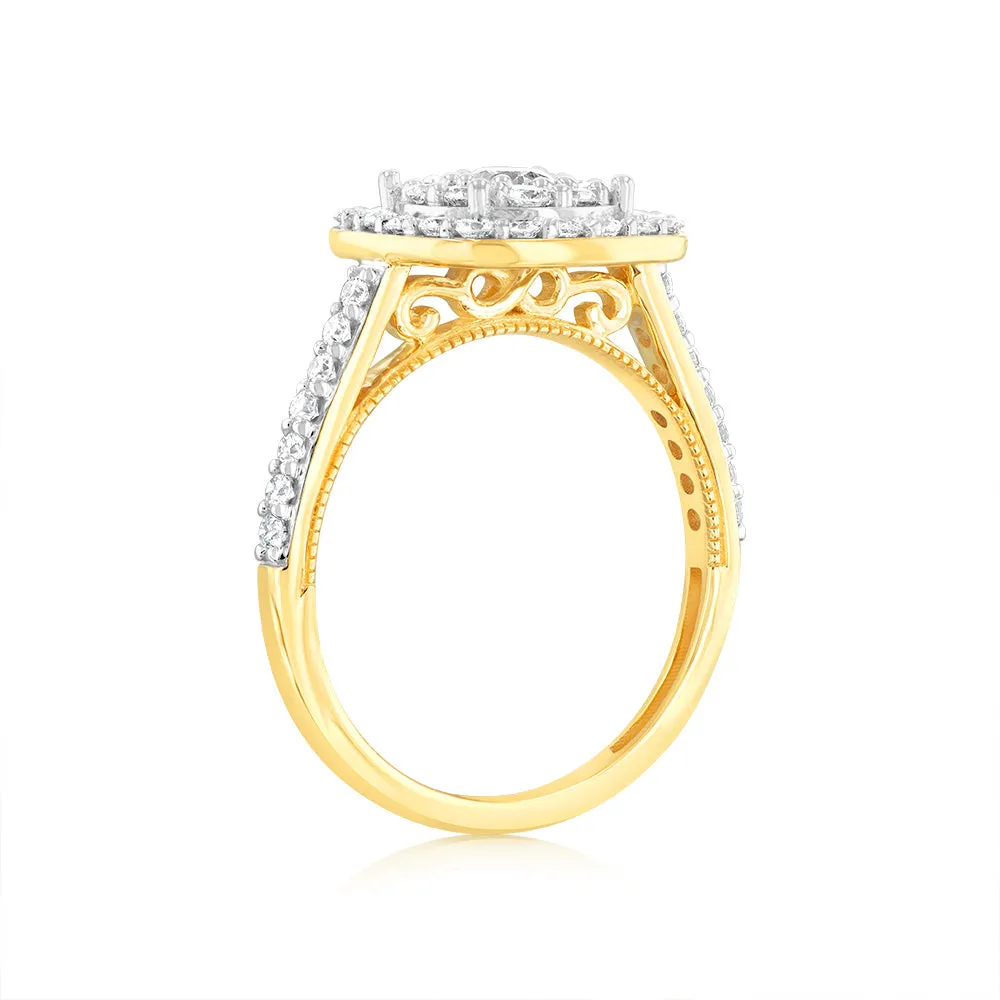 Luminesce Lab Grown 9ct Yellow Gold 1.2 Carat Diamond Cushion Shaped Solitaire Fancy Ring Shiels