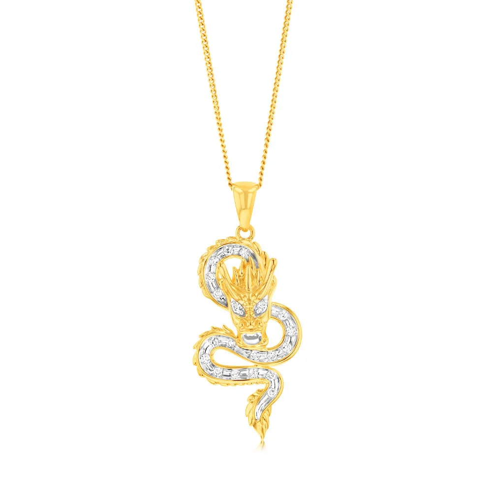 Luminesce Lab Grown 9ct Yellow Gold 1/5 Carat Dragon Diamond Pendant Shiels
