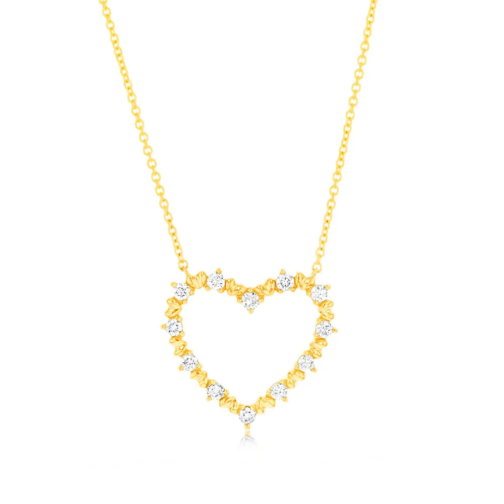 Luminesce Lab Grown 9ct Yellow Gold 1/6 Carat Diamond Heart Pendant on Chain Shiels