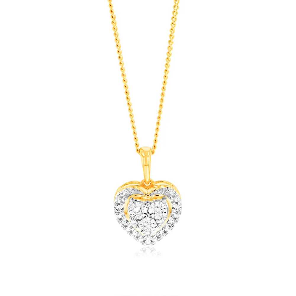 Luminesce Lab Grown 9ct Yellow Gold 16 Diamonds Heart Pendant Shiels