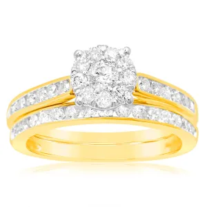 Luminesce Lab Grown 9ct Yellow Gold Bridal Set in 1 Carat Diamond Shiels