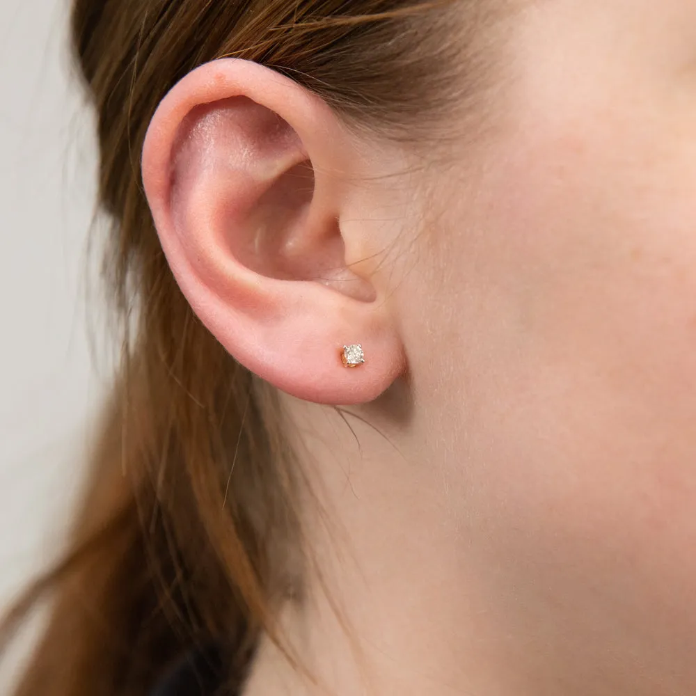 Luminesce Lab Grown 9ct Yellow Gold Diamond Solitiaire Classic 1/5 Carat Stud Earring Shiels