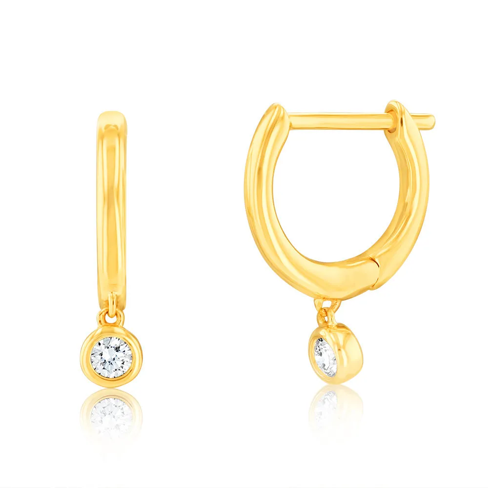 Luminesce Lab Grown 9ct Yellow Gold Drop Earrings in 2 Diamonds Shiels