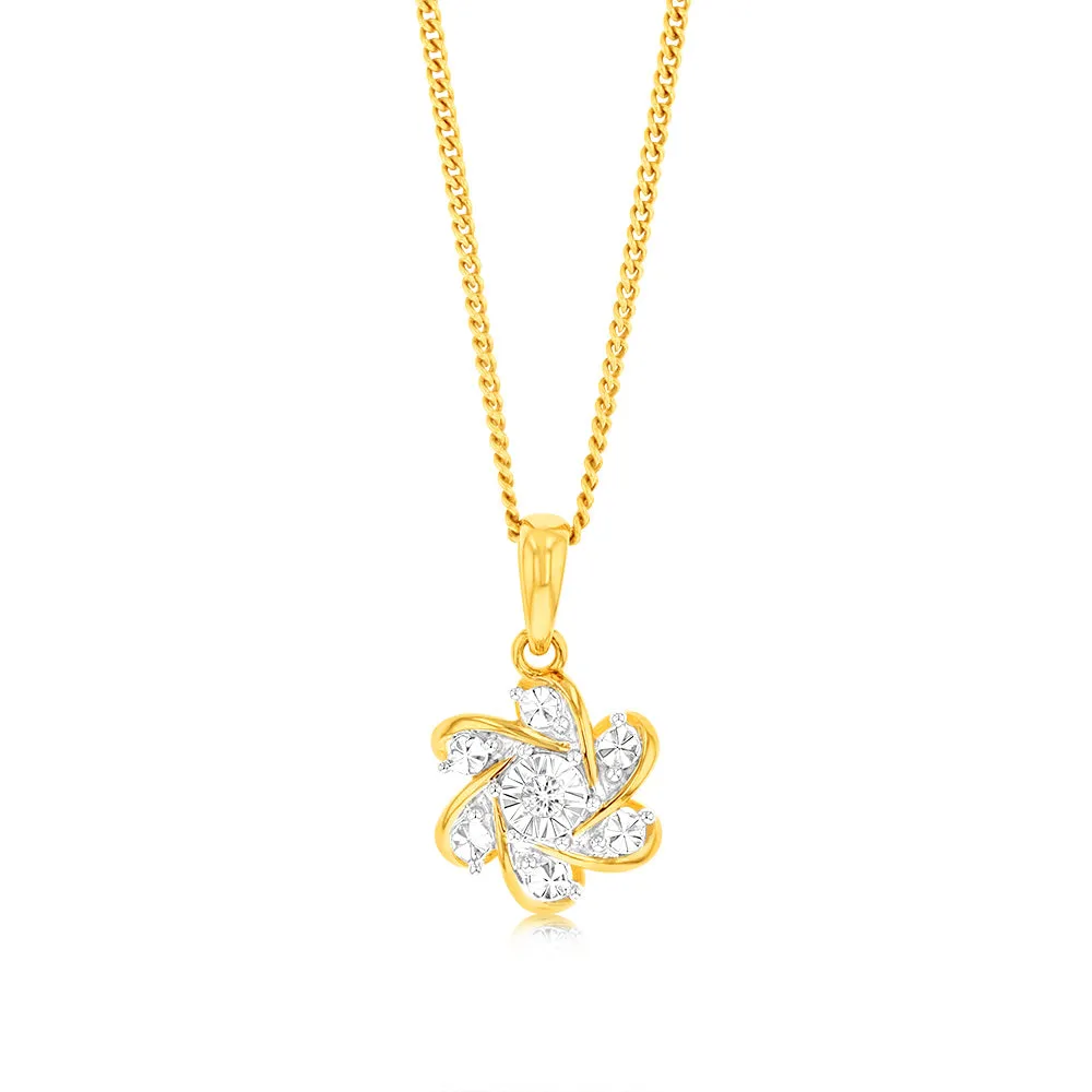 Luminesce Lab Grown 9ct Yellow Gold Flower Shaped with Single Small Diamond Shiels