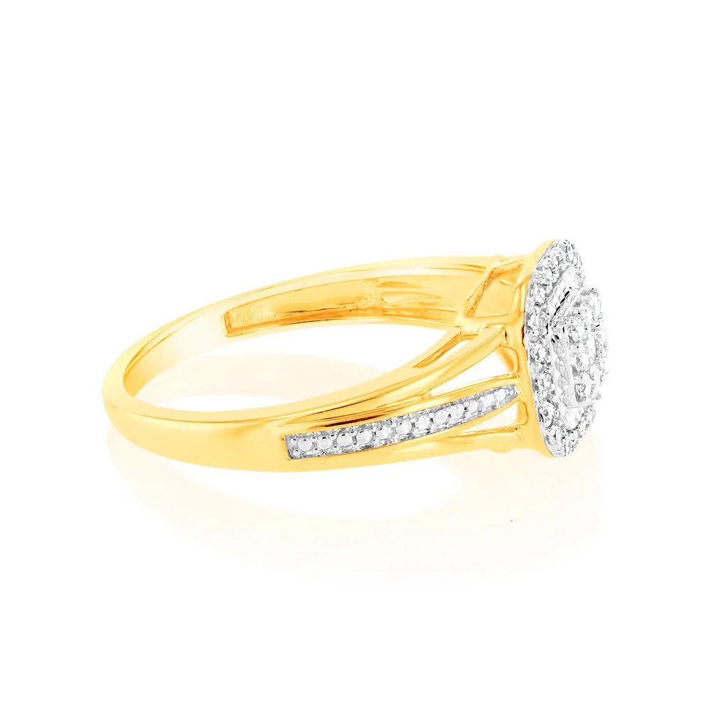 Luminesce Lab Grown 9ct Yellow Gold Ring in 35 diamonds Shiels
