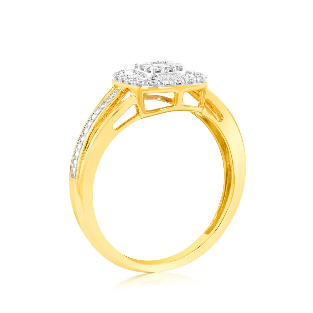 Luminesce Lab Grown 9ct Yellow Gold Ring in 35 diamonds Shiels