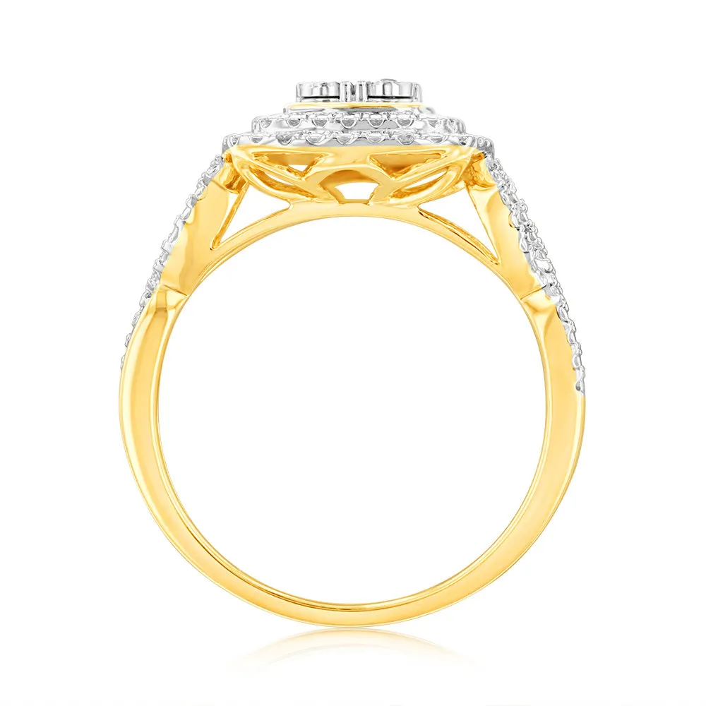 Luminesce Lab Grown 9ct Yellow Gold Ring with 11 Brilliant Cut Diamonds Shiels