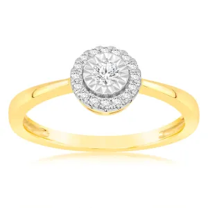 Luminesce Lab Grown 9ct Yellow Gold Solitaire Plain 1/6 Carat Diamond Ring Shiels