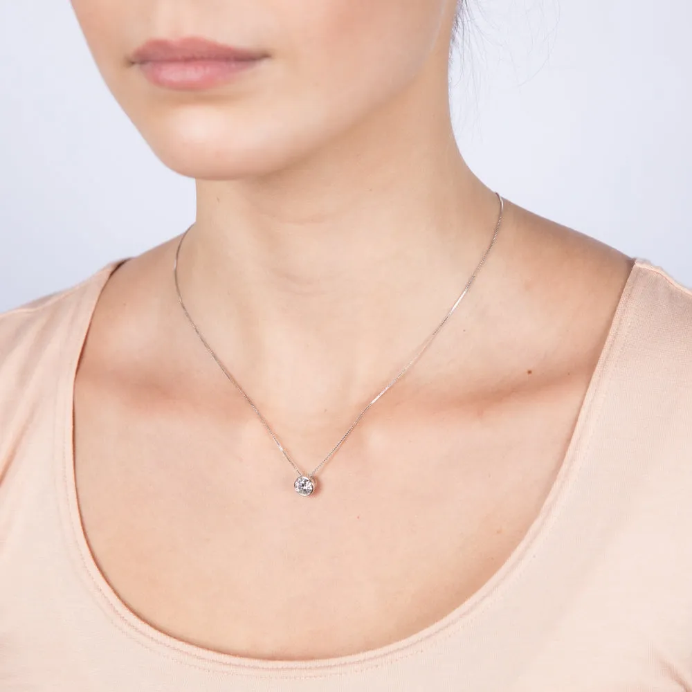 Luminesce Lab Grown Bezel Pendant in 1 Carat Diamond with Silver Slider Chain Shiels