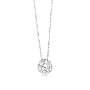 Luminesce Lab Grown Bezel Pendant in 1 Carat Diamond with Silver Slider Chain Shiels