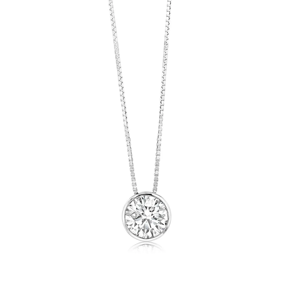 Luminesce Lab Grown Bezel Pendant in 1 Carat Diamond with Silver Slider Chain Shiels