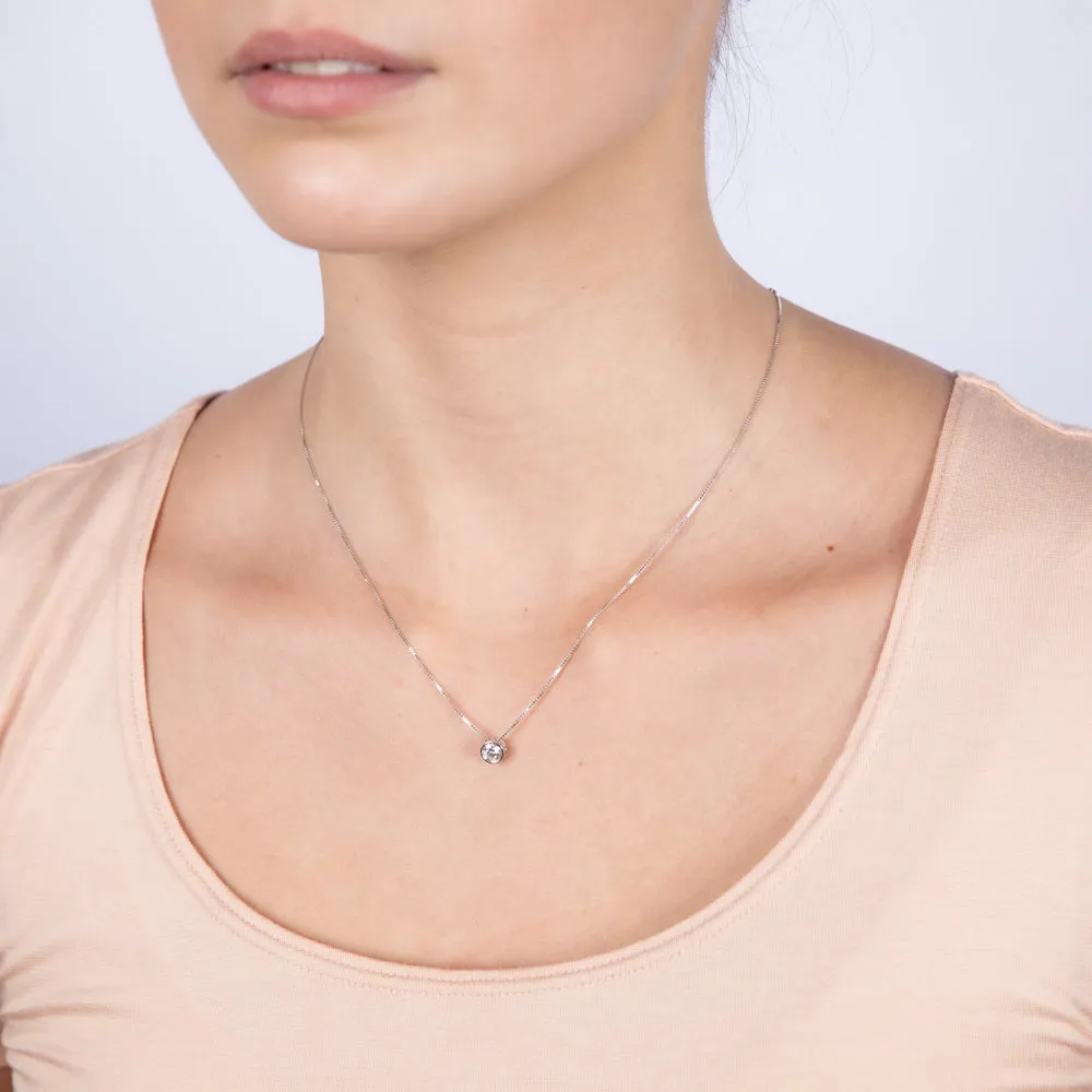 Luminesce Lab Grown Bezel Pendant in 1/4 Carat Diamond with Silver Slider Chain Shiels