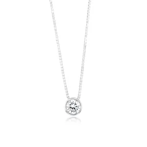 Luminesce Lab Grown Bezel Pendant in 1/4 Carat Diamond with Silver Slider Chain Shiels