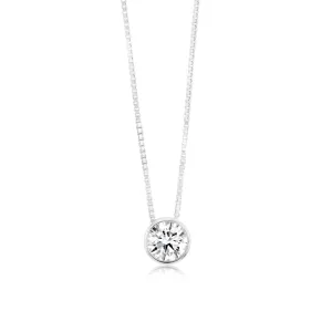 Luminesce Lab Grown Bezel Pendant in 1/4 Carat Diamond with Silver Slider Chain Shiels