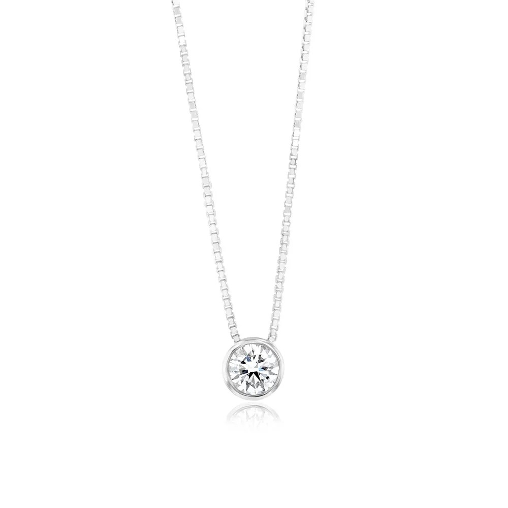 Luminesce Lab Grown Bezel Pendant in 1/4 Carat Diamond with Silver Slider Chain Shiels