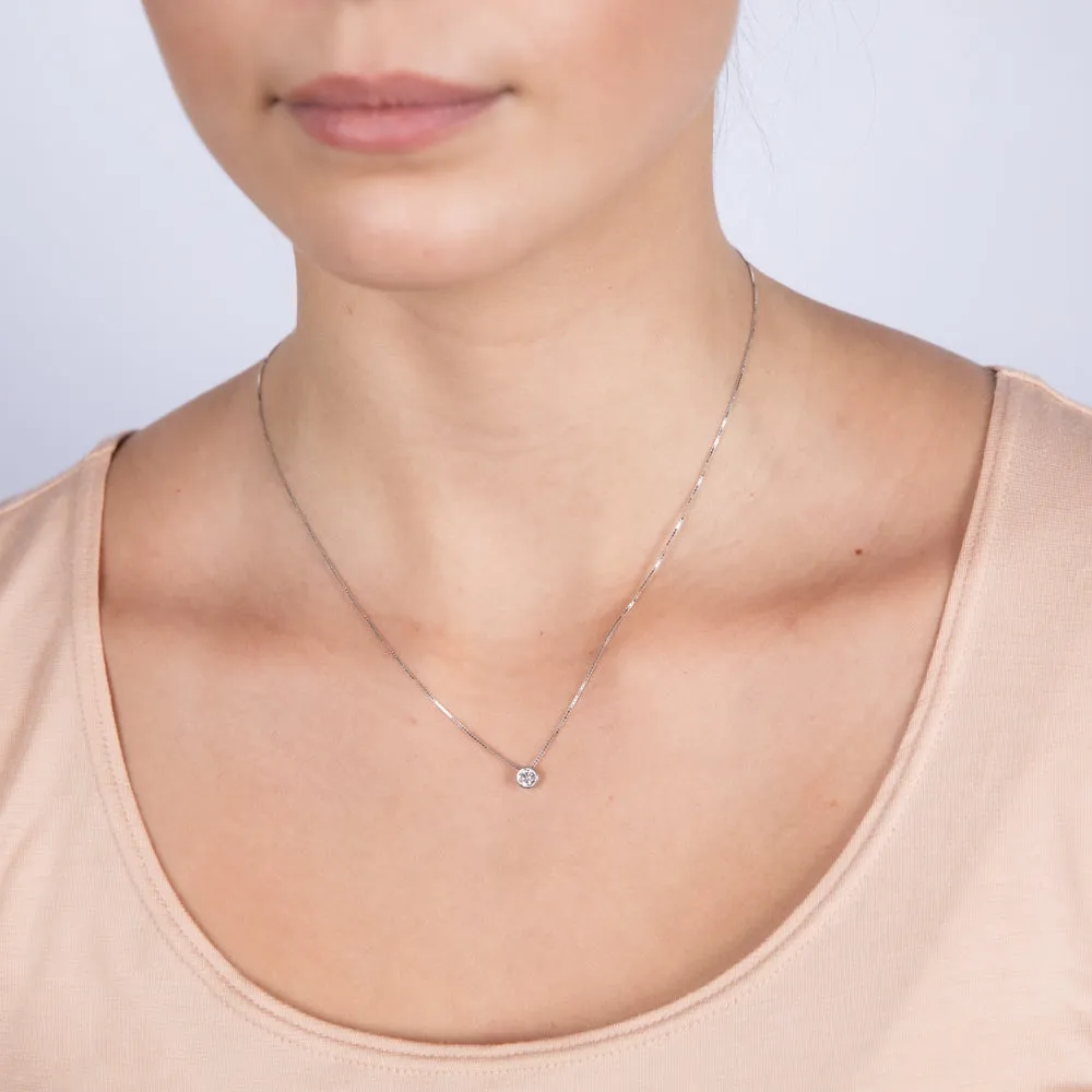 Luminesce Lab Grown Bezel Pendant in 1/4 Carat Diamond with Silver Slider Chain Shiels