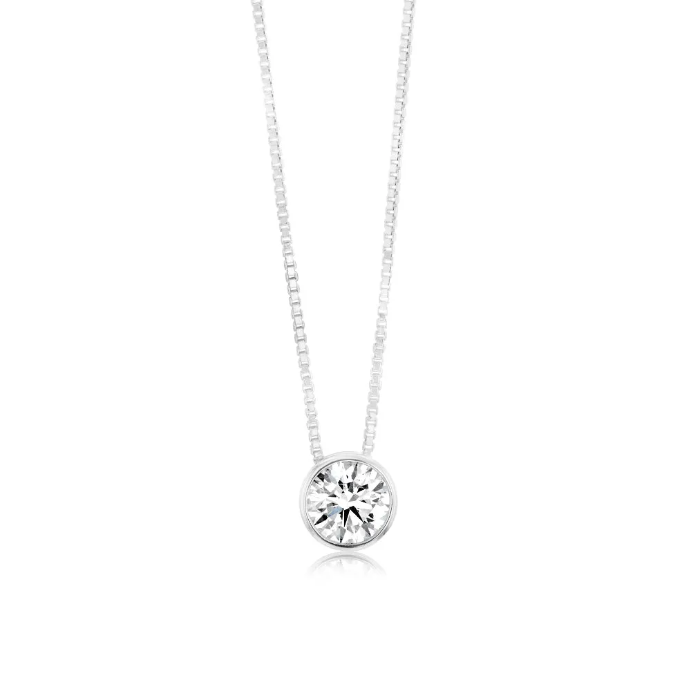 Luminesce Lab Grown Bezel Pendant in 1/4 Carat Diamond with Silver Slider Chain Shiels